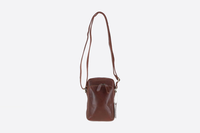Leather Crossbody Smartphone Bag Chestnut: K-41