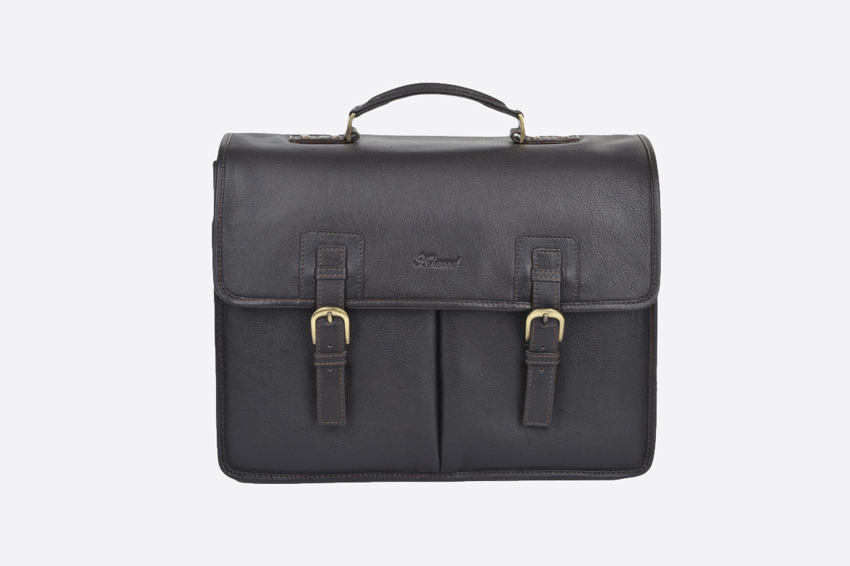 Mens Triple Gusset Heavy Duty Leather Briefcase Brown/tum : Gareth