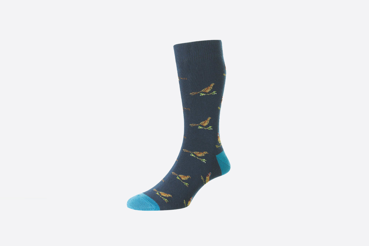 Pheasant & Grouse Socks - Navy - HJ31