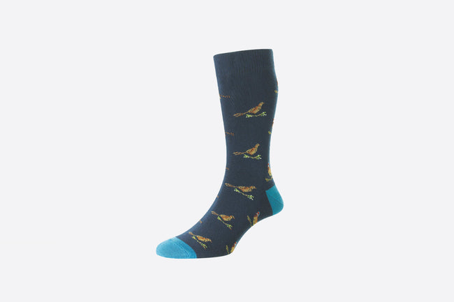Pheasant & Grouse Socks - Navy - HJ31