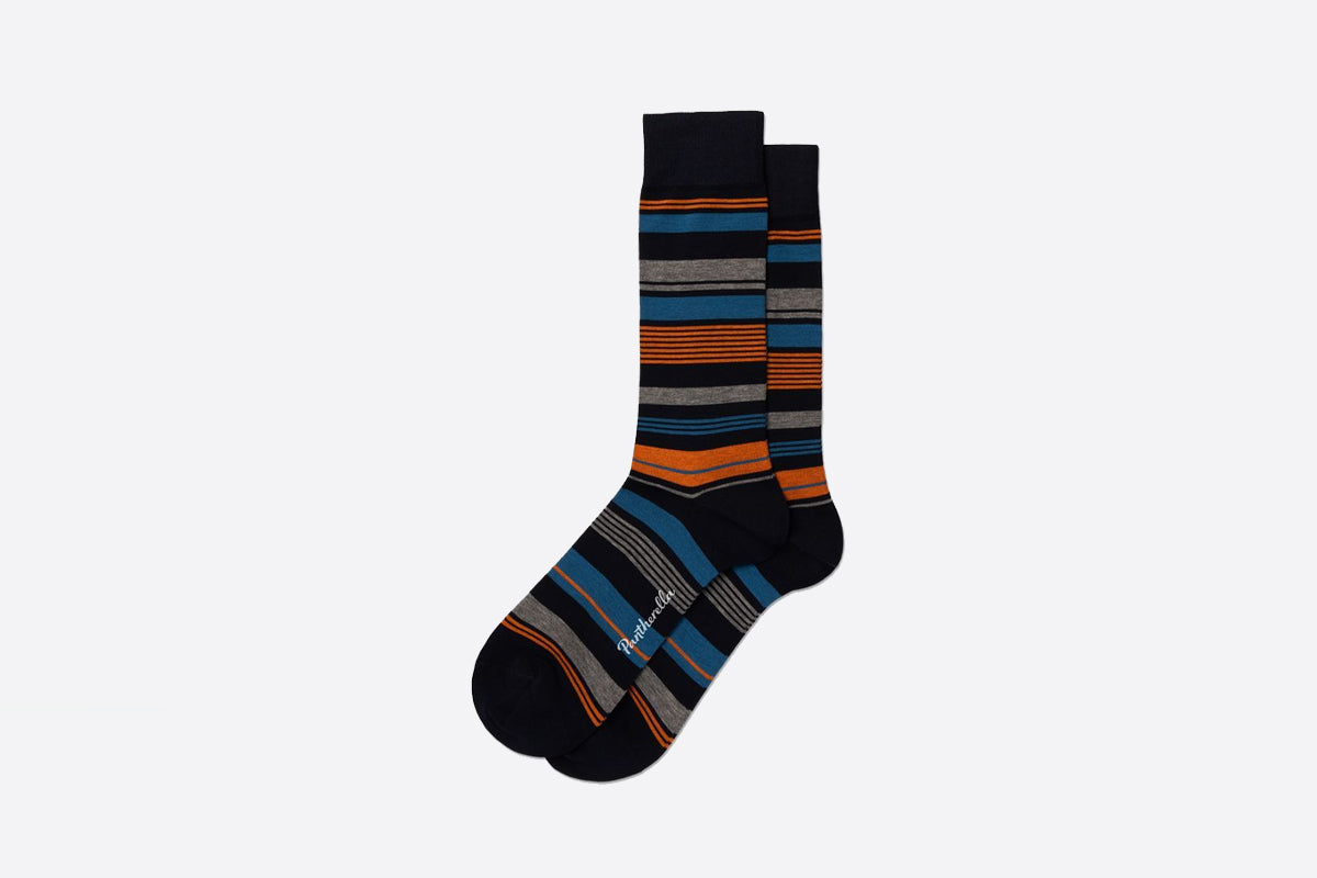 Quinn 3 Colour Engineered Stripe Cotton Men's Socks