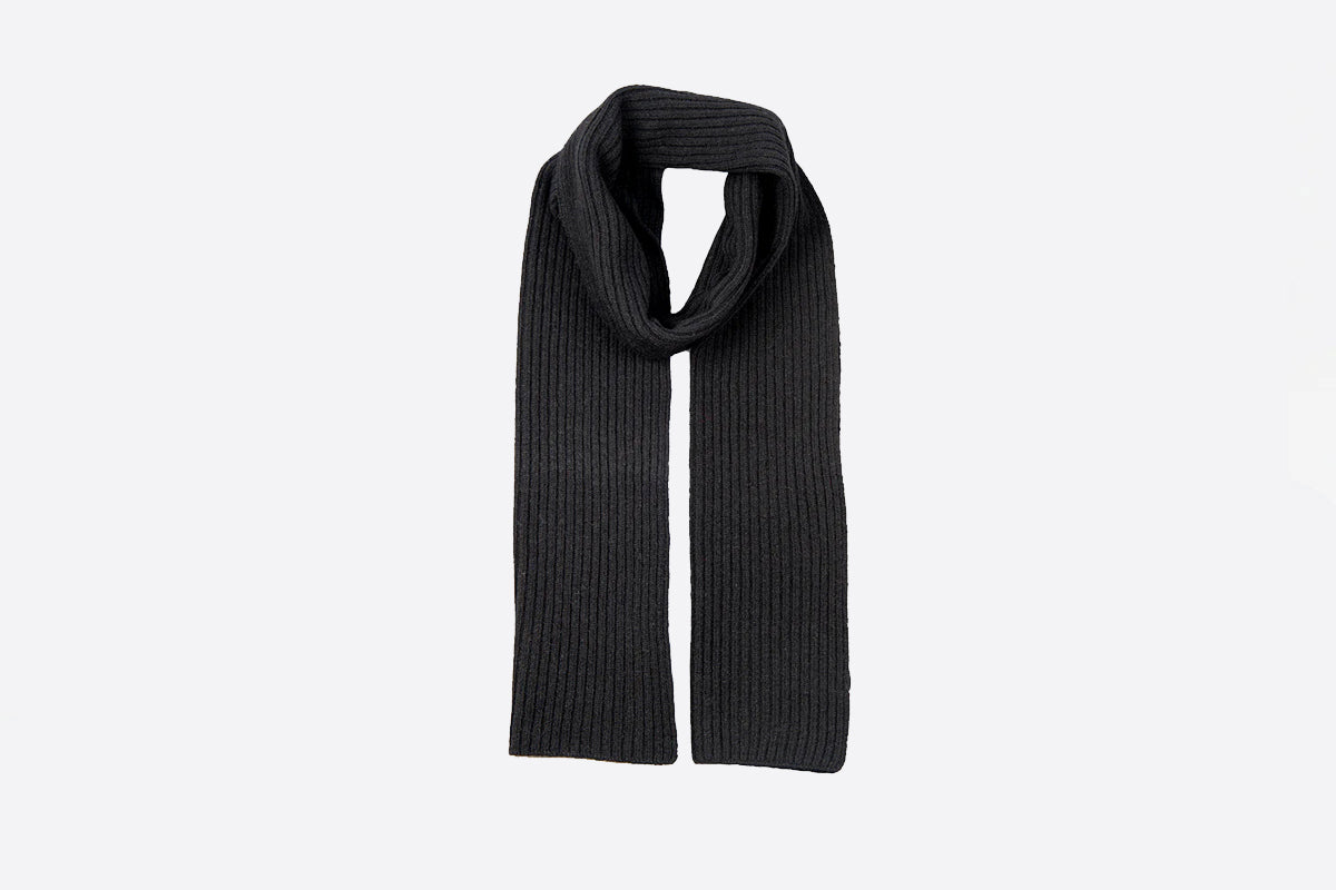 Men's Ribbed Lambswool Blend Knitted Scarf