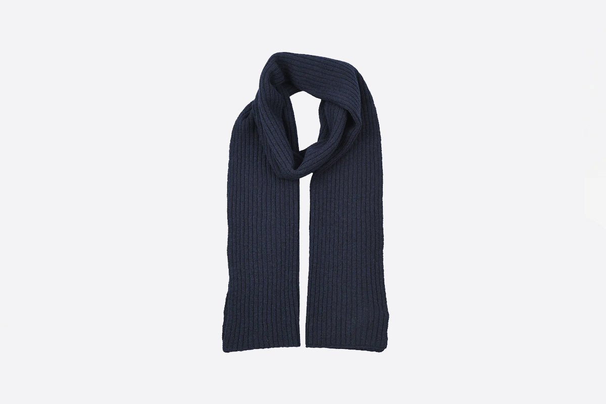 Men's Ribbed Lambswool Blend Knitted Scarf