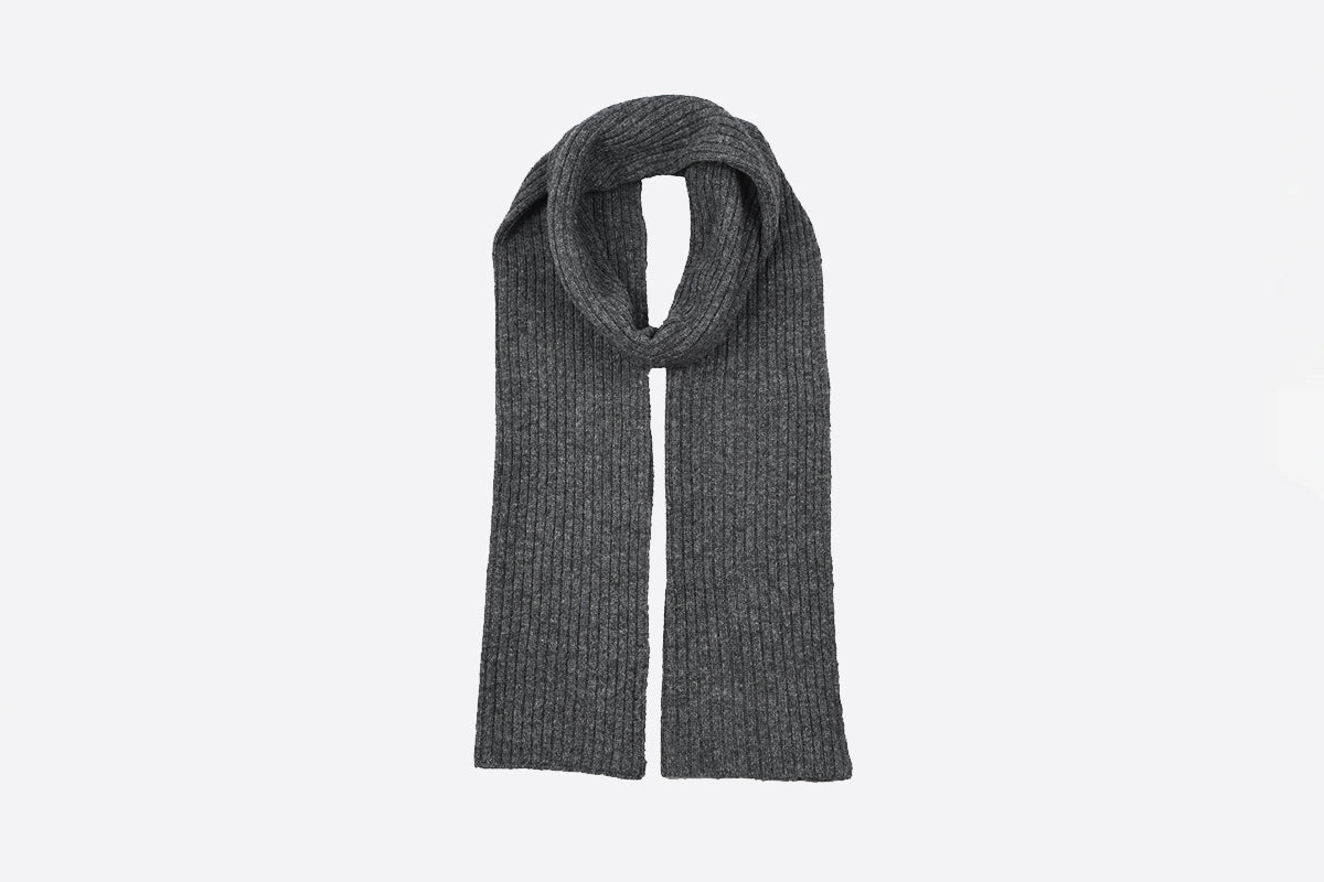 Men's Ribbed Lambswool Blend Knitted Scarf