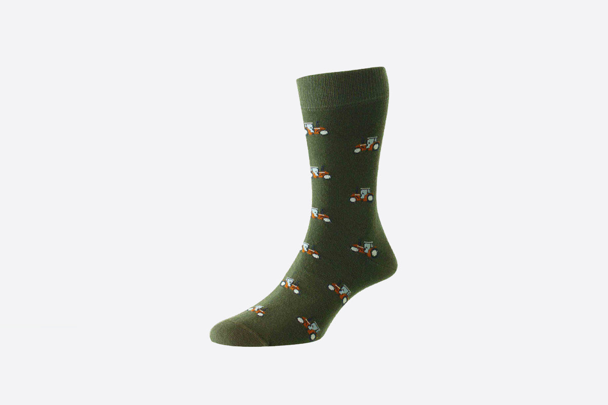 Tractor Cotton Rich Socks - Dark Olive - HJ61