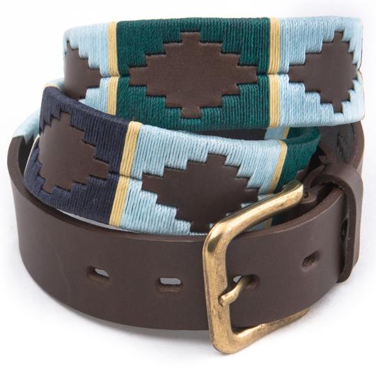 Green / Pale Blue / Navy / Cream Stripe Polo Belt