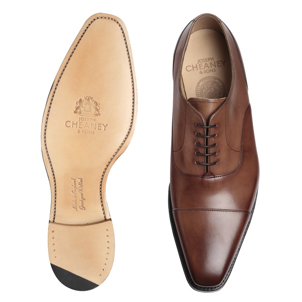 Cheaney Warwick Capped Oxford in Mocha Calf Leather
